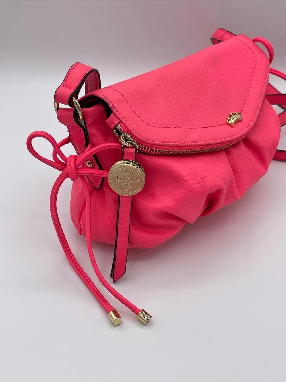 Juicy Couture Hot Pink Crown Charm Crossbody Bag